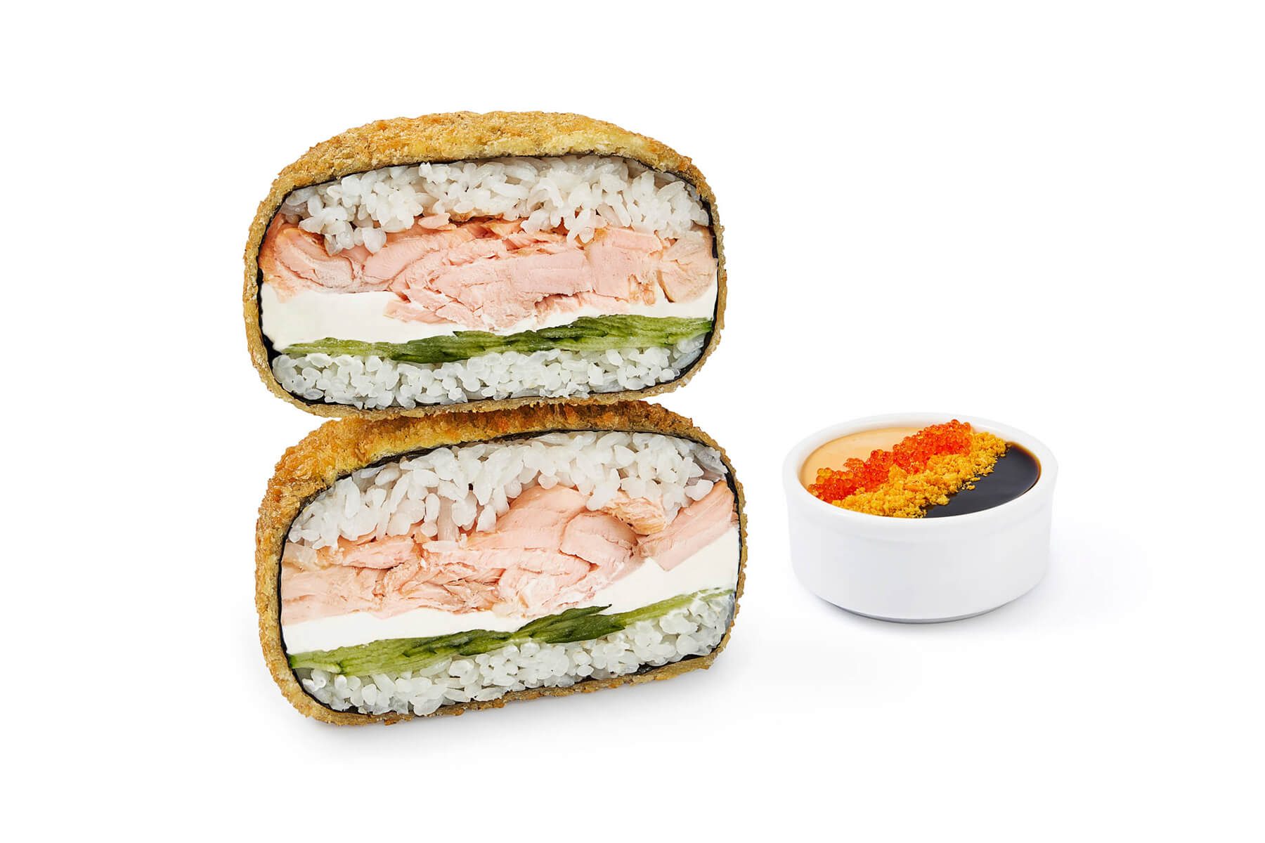 Big Sushi burger with grilled salmon from Roll Club