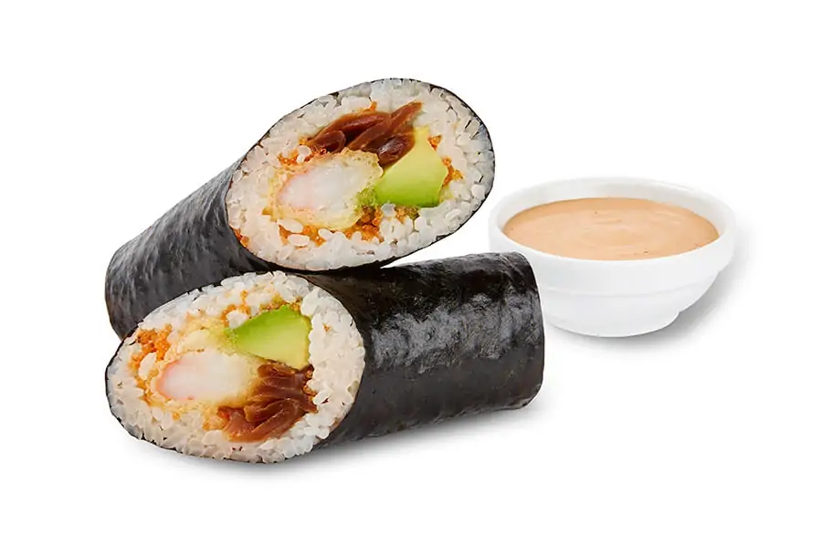Sushi burrito with shrimp to the house